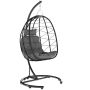 Fotel bujany wiszący Outsunny 102x102x195cm, czarny