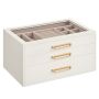 Pudełko na biżuterię SONGMICS JBC206WD01, 3 poziomy, 3 szuflady, 16 × 24 × 12,5 cm