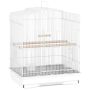 Bird cage, 2 bowls and 2 perches, White, 46.5 × 59 × 36 cm