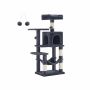 Cat scratching post 112 cm with platforms and hammock, smoke grey