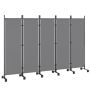Privacy screen, 5 panels and 12 castors, Grey, 252 × 170 × 40 cm