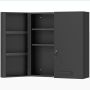 Lockable wall-mounted medicine cabinet, 6 shelves, 55 × 60 × 18 cm