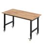 Stół warsztatowy regulowany z kółkami VEVOR WB4823L, udźwig 680 kg, dąb, 122 × 107,5 × 60 cm