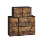 Set of 8 storage boxes 26x26x26cm., black/brown