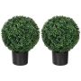 Set of 2 artificial plants Homcom 40x40x52cm., green/black