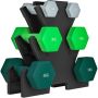 Set of 8 dumbbells with stand Sportnow, assorted colors