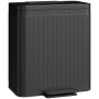 Trash can, Double, 2 × 20 l, with pedal, Black, 45.5 × 51 × 36.5 cm