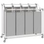 Laundry bin, 4 bags, 160 l, Grey/white, 97 × 38 × 81 cm
