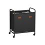 Kosz na pranie SONGMICS RLS210B01, 2 przegrody, 140 l, czarny, 59 × 40 × 91 cm