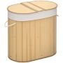 Kosz na pranie 100L Homcom 62,5x37x60,5cm, jasnobrązowy/biały