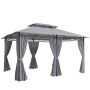 Garden gazebo, Double roof, Grey, 300 × 400 × 280 cm