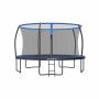 Trampolina 427 cm z siatką i drabinką, czarno-niebieska