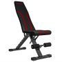 Folding training bench, 6 backrest positions, 4 seat positions, black, steel