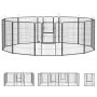 Dog playpen, 12 pieces, 2 doors, Grey, 80 × 100 cm