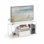Szafka RTV SONGMICS HOME LTV500W01, do 50 cali, biała, 110 × 46 × 35 cm