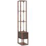 Floor lamp, 3 shelves and drawer, Brown, 43.5 × 26.5 × 169 cm