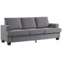 Sofa trzyosobowa, tkanina szenilowa, rama stalowa, szara