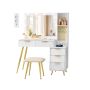 VASAGLE dressing table RVT020WB01, with stool, 110 × 40 × 135 cm