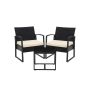 Polyrattan garden furniture set, 3 pieces, black/beige