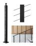 Czarny słupek balustrady kablowej ze stali nierdzewnej 36x2x2 cale