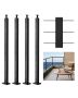 4 black stainless steel cable railing posts, 36x2x2 inches