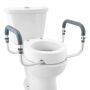 Raised toilet seat 9.5 cm, aluminum handrail, EVA padding, for the disabled