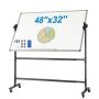 Dwustronna mobilna tablica suchościeralna, 48x32", regulowana, z kółkami