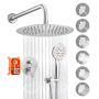 Shower Faucet Set with 10-Inch Rainfall Head and Hand Spray, Brushed Nickel