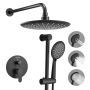 Shower mixer set with 23 cm rain head, matte black