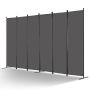 Foldable 6-panel room divider, gray, portable