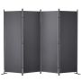 Folding room divider, 4-piece, dark grey, 224x171 cm
