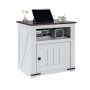 Rustic style white square bedside table with USB and cabinet