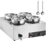 Elektryczny podgrzewacz do zupy, 4 x 7,4 l ze stali nierdzewnej, 1500 W, regulowana temperatura