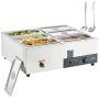 Commercial electric food warmer with 6x8 L bowls and gas mixer