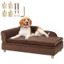 Pet velvet sofa, dark brown, for large dogs and cats