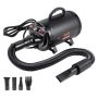 Dog hair dryer 2000W with adjustable speed and 4 nozzles, black