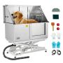 Electric dog washing station, 127 cm, stainless steel tub with filter and shower head, right door