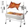 Electric stainless steel spit barbecue, 35 inches, 42 W motor, wheels, for camping