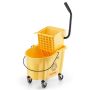 Broom bucket with side auger, 26 L, yellow, industrial