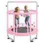 55-calowa trampolina dla dzieci z siatką zabezpieczającą i koszem do koszykówki, różowa