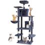 Cat trainer tower with houses and scratching post, dark grey, 68.5 cm
