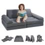 Modułowa sofa dziecięca z rozkładanym pokrowcem, szara