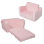 Różowa rozkładana sofa dziecięca 2 w 1