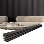Acoustic MDF wood wall panels, black oak, 7.9 x 94.5 inches.
