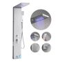 Shower panel tower, 53 inch stainless steel, LED, 5-function faucet, rain shower head