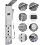 Shower panel with 6 modes, LED display, stainless steel set