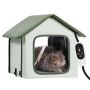 Raised heated cat house with timer, green (small)