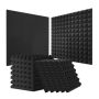 Panele akustyczne z pianki, 24 szt., 12x12x2 cale, czarne piramidy