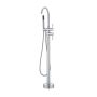 Freestanding bath mixer with shower function, 360° spout