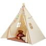 Namiot tipi do zabawy dla dzieci z matą, beżowy, dla dzieci w wieku 1-5 lat
